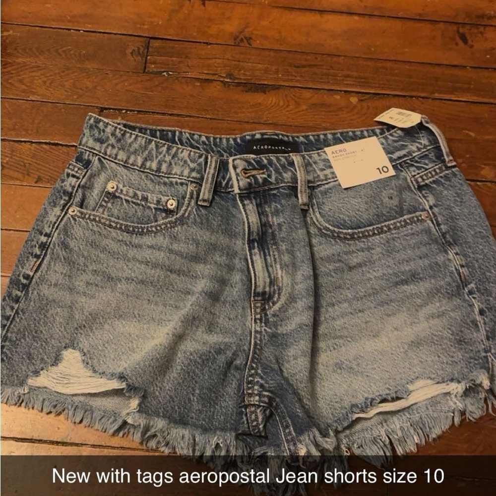 Aeropostale Blue Jean Shorts Distressed Mid-Thigh